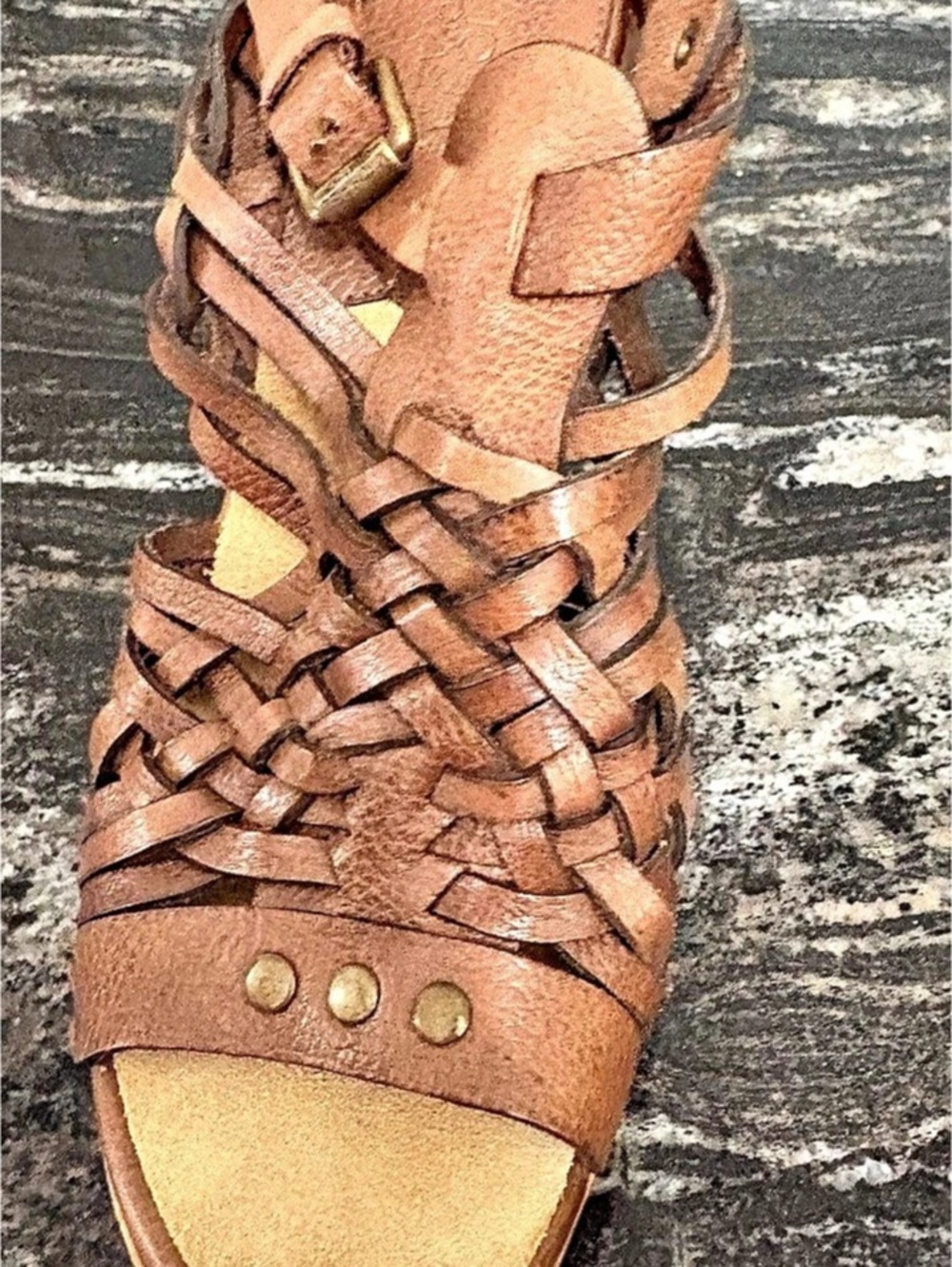 Michael Kors Woven Leather-Style Heels in Brown